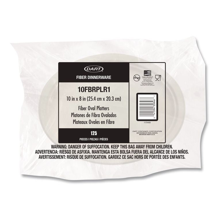 Compostable Molded Fiber Dinnerware, Platter, 10" Diameter, Natural, 500/Carton