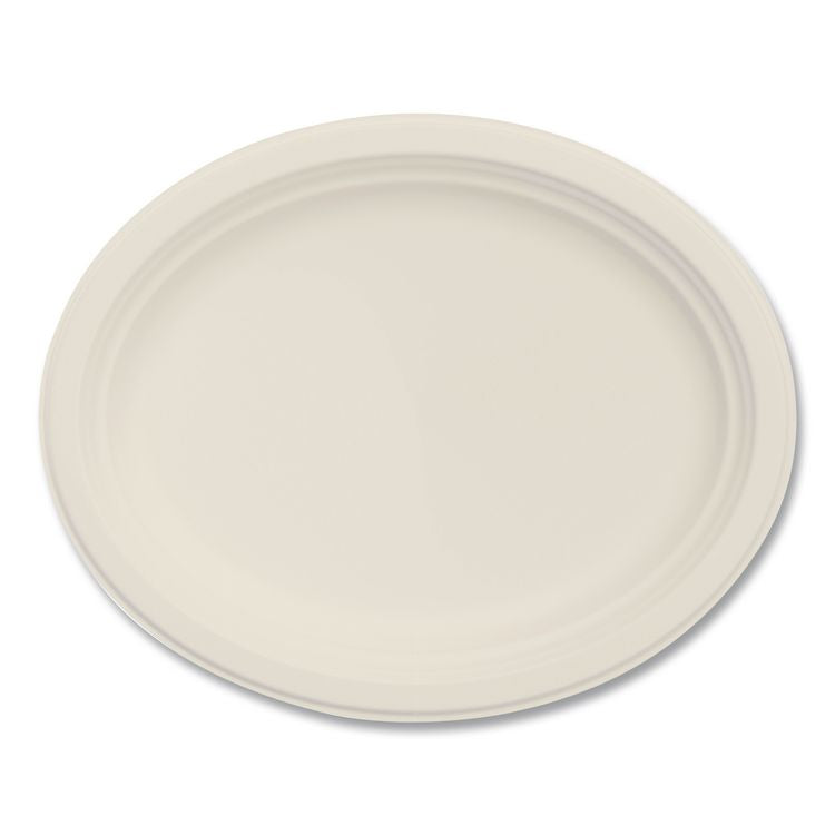 Compostable Molded Fiber Dinnerware, Platter, 12" Diameter, Natural, 500/Carton