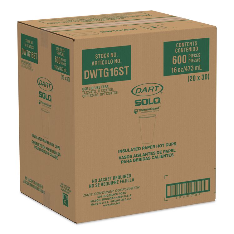 Thermoguard Insulated Paper Hot Cups, 16 oz, Steam Print Design, 600/Carton