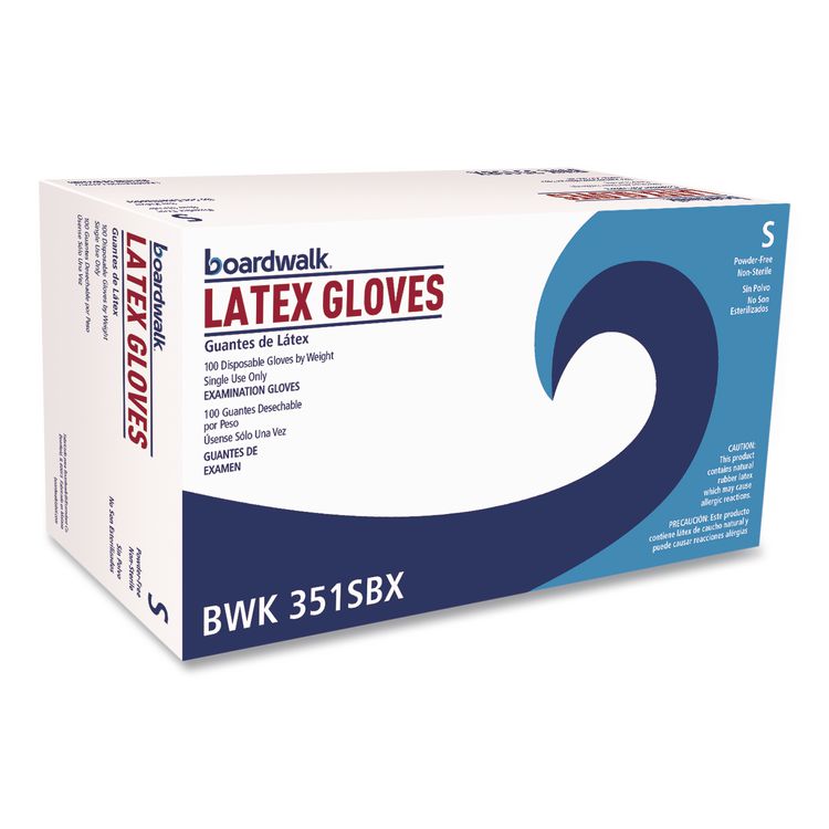 Powder-Free Latex Exam Gloves, Small, 4.8 mil Thick, 9.5" Long, Natural, 100/Box, 10 Boxes/Carton