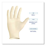 Powder-Free Latex Exam Gloves, Small, 4.8 mil Thick, 9.5" Long, Natural, 100/Box, 10 Boxes/Carton