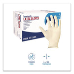 Powder-Free Latex Exam Gloves, Small, 4.8 mil Thick, 9.5" Long, Natural, 100/Box, 10 Boxes/Carton