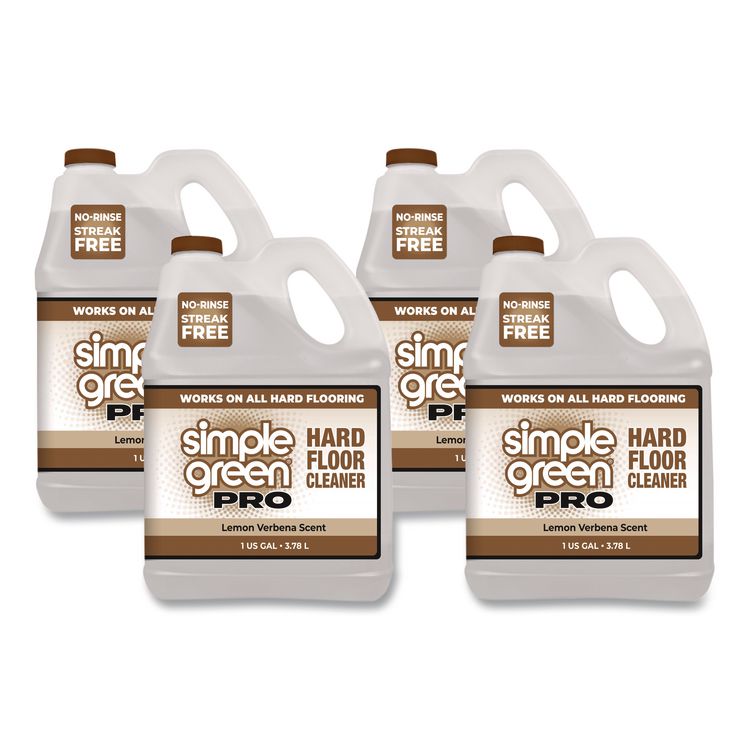 Pro Hard Floor Cleaner, Lemon Verbena, 1 gal Bottle, 4/Carton
