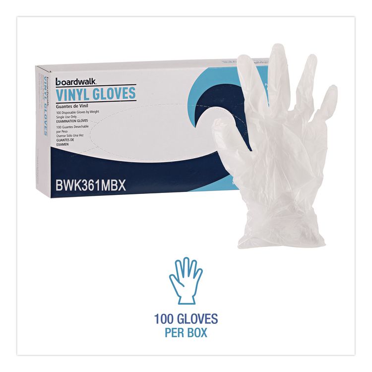 Exam Vinyl Gloves, Powder-Free, Medium, 3.6 mil Thick, 13" Long, Clear, 100/Box