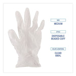 Exam Vinyl Gloves, Powder-Free, Medium, 3.6 mil Thick, 13" Long, Clear, 100/Box