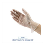 Exam Vinyl Gloves, Powder-Free, Medium, 3.6 mil Thick, 13" Long, Clear, 100/Box