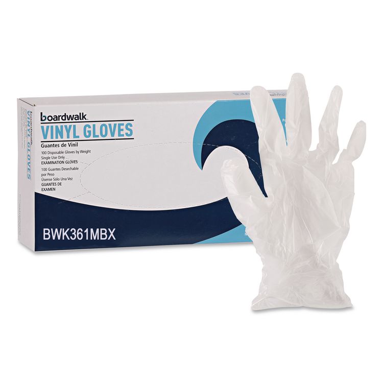 Exam Vinyl Gloves, Powder-Free, Medium, 3.6 mil Thick, 13" Long, Clear, 100/Box