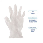 Exam Vinyl Gloves, Powder-Free, Small, 3.6 mil Thick, 13" Long, Clear, 100/Box