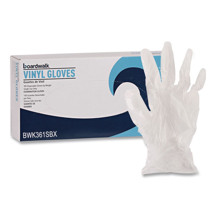 Exam Vinyl Gloves, Powder-Free, Small, 3.6 mil Thick, 9.5" Long, Clear, 100/Box, 10 Boxes/Carton