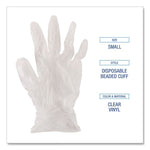 Exam Vinyl Gloves, Powder-Free, Small, 3.6 mil Thick, 9.5" Long, Clear, 100/Box, 10 Boxes/Carton