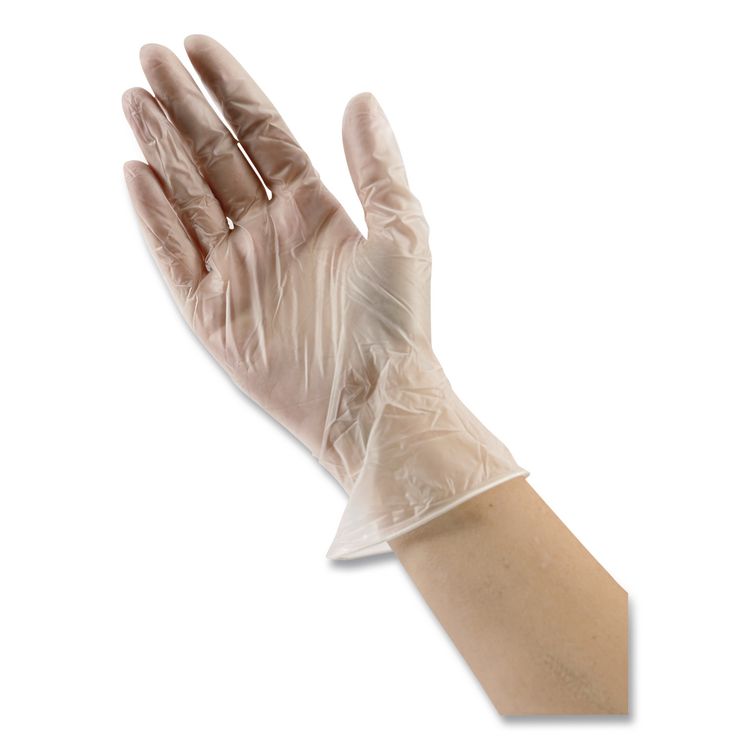 Exam Vinyl Gloves, Powder-Free, X-Large, 3.6 mil Thick, 13" Long, Clear, 100/Box
