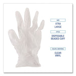 Exam Vinyl Gloves, Powder-Free, X-Large, 3.6 mil Thick, 9.5" Long, Clear, 100/Box, 10 Boxes/Carton