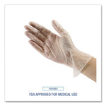 General Purpose Vinyl Gloves, Powder-Free, Large, 2.6 mil Thick, 13" Long, Clear, 100/Box