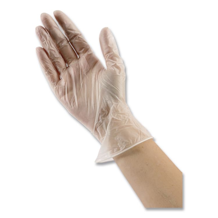General Purpose Vinyl Gloves, Powder-Free, Large, 2.6 mil Thick, 13" Long, Clear, 100/Box