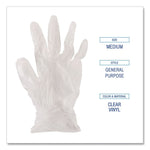General Purpose Vinyl Gloves, Powder-Free, Medium, 2.6 mil Thick, 9.5" Long, Clear, 100/Box, 10 Boxes/Carton