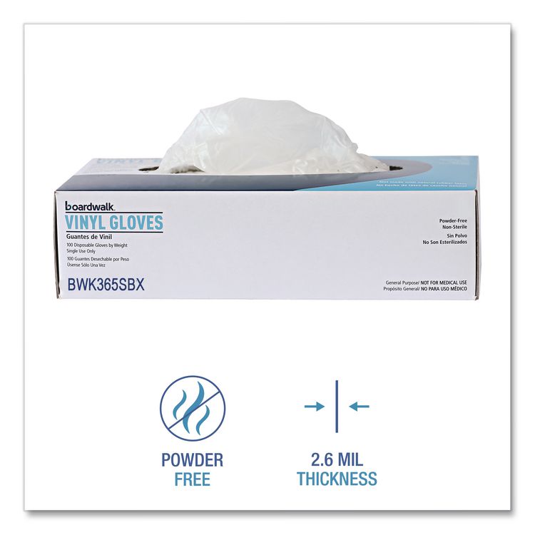 General Purpose Vinyl Gloves, Powder-Free, Small, 2.6 mil Thick, 9.5" Long, Clear, 100/Box