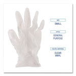 General Purpose Vinyl Gloves, Powder-Free, Small, 2.6 mil Thick, 9.5" Long, Clear, 100/Box