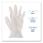 General Purpose Vinyl Gloves, Powder-Free, Small, 2.6 mil Thick, 9.5" Long, Clear, 100/Box, 10 Boxes/Carton