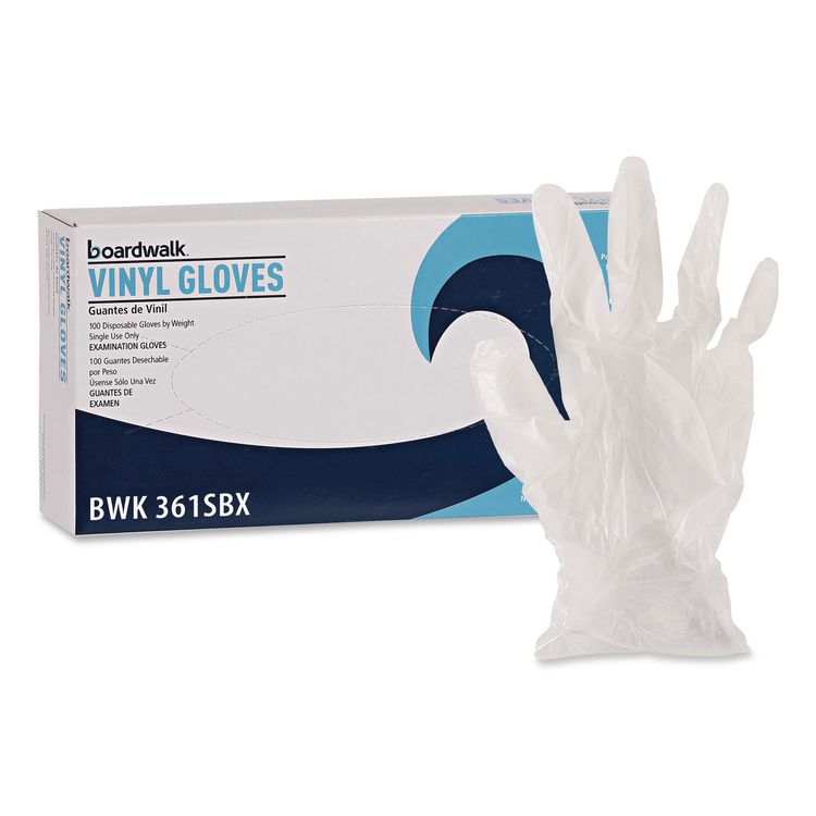 Exam Vinyl Gloves, Powder-Free, Large, 3.6 mil Thick, 9.5" Long, Clear, 100/Box, 10 Boxes/Carton