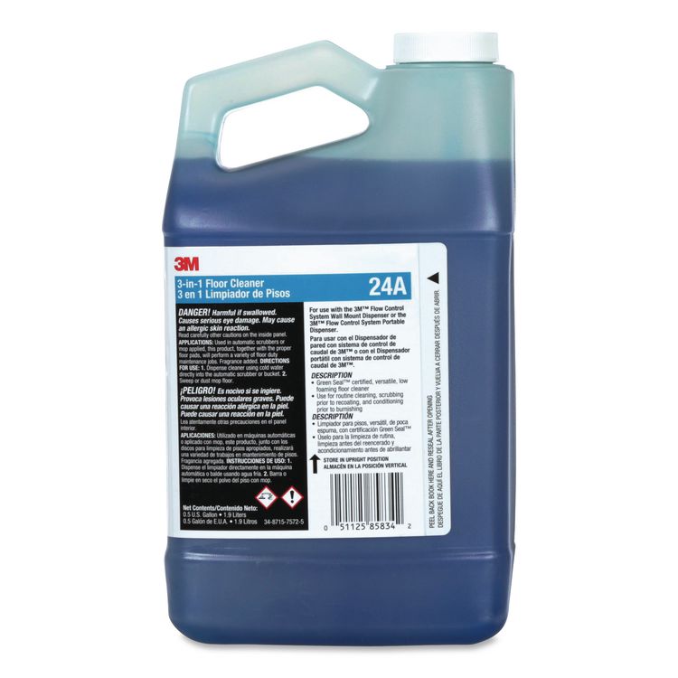 3-in-1 Floor Cleaner Concentrate 24A, Fresh Scent, 0.5 gal Bottle, 4/Carton