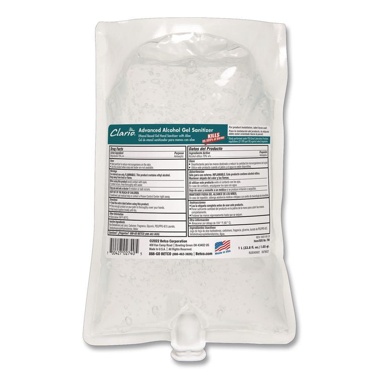 Advanced Gel Hand Sanitizer, Light and Fresh Scent, 1,000 mL Bag, 6/Carton