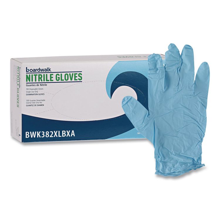 Disposable Examination Nitrile Gloves, Powder-Free, X-Large, 5 mil Thick, 9.5" Long, Blue, 100/Box, 10 Boxes/Carton