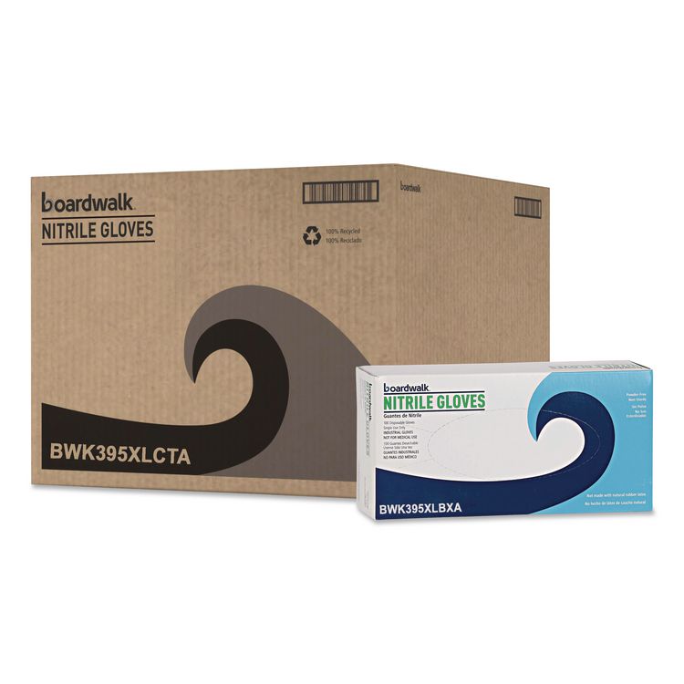 395 Series Disposable General-Purpose Nitrile Gloves, Powder-Free, X-Large, 5 mil Thick, 9.5" Long, Blue, 100/BX, 10 BX/CT