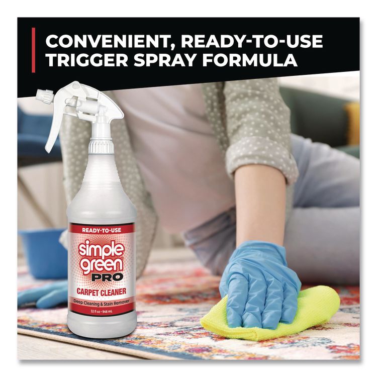 Pro Carpet Cleaner Ready-To-Use, 32 oz Spray Bottle, 12/Carton