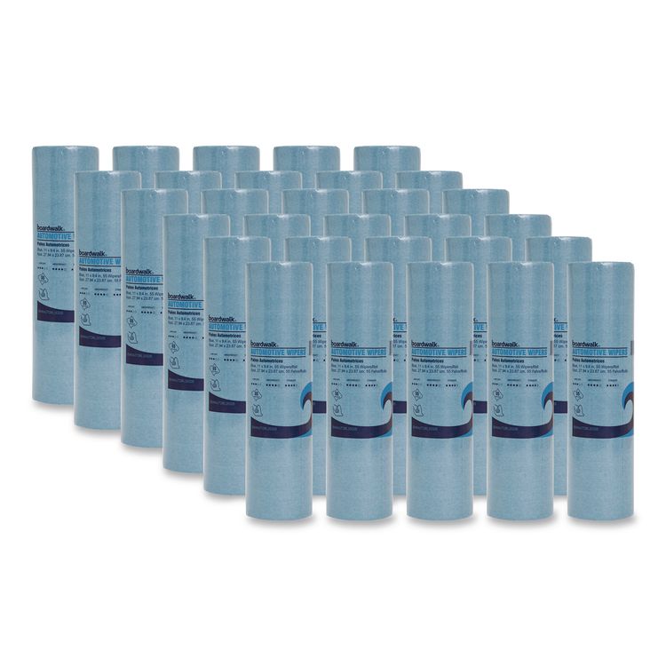Automotive Wiper Rolls, 9.4 x 11, Blue, 55/Roll, 30 Rolls/Carton