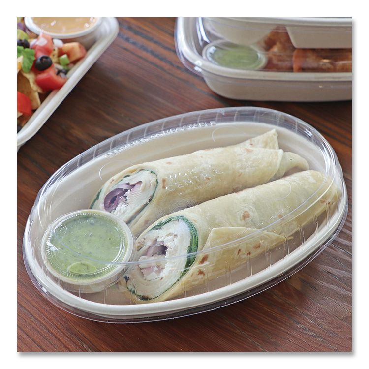 Fiber Bowls, Burrito Bowl, 32 oz, 9.7 x 5.3 x 1.6, Natural, Paper, 300/Carton