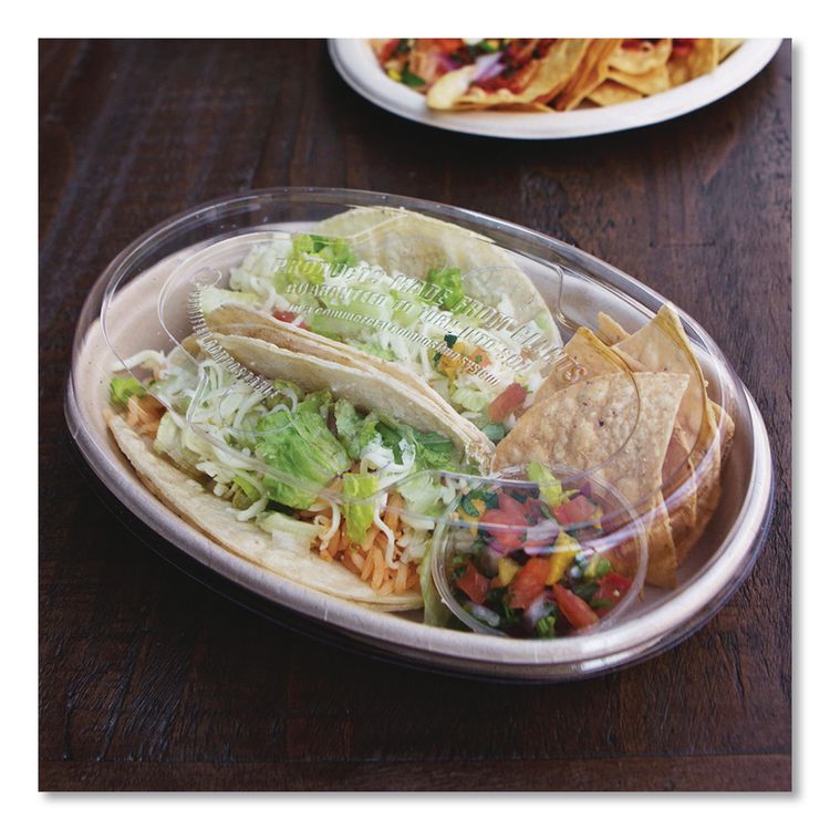 PLA Lids for Fiber Burrito Bowls, 8" Diameter, Clear, Plastic, 400/Carton