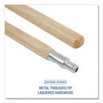 Metal Tip Threaded Hardwood Broom Handle, 1.12" x 60", Natural, Dozen