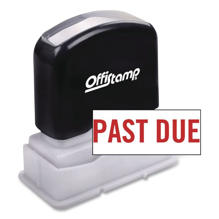 Pre-Inked Message Stamp, Past Due, 1.63" X 0.38", Red Ink