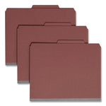 Pressboard Classification Folders, Four SafeSHIELD Fasteners, 2/5-Cut Tabs, 1 Divider, Letter Size, Red, 10/Box