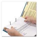 Six-Section Pressboard Top Tab Classification Folders, Six SafeSHIELD Fasteners, 2 Dividers, Letter Size, Dark Blue, 10/Box