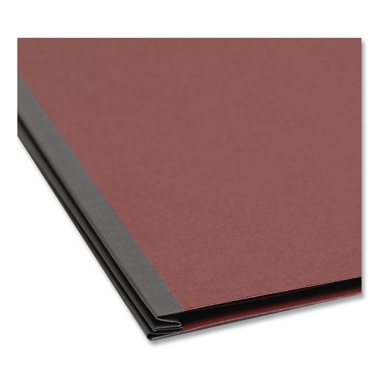 Pressboard Classification Folders, Six SafeSHIELD Fasteners, 2/5-Cut Tabs, 2 Dividers, Letter Size, Red, 10/Box