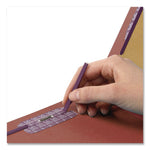 Pressboard Classification Folders, Six SafeSHIELD Fasteners, 2/5-Cut Tabs, 2 Dividers, Letter Size, Red, 10/Box