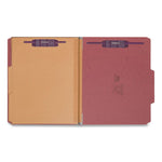 6-Section Pressboard Top Tab Pocket Classification Folders, 6 SafeSHIELD Fasteners, 2 Dividers, Letter Size, Red, 10/Box