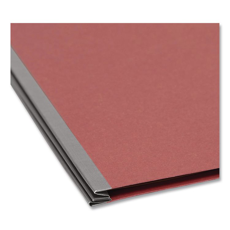 Recycled Pressboard Classification Folders, 3" Expansion, 3 Dividers, 8 Fasteners, Legal Size, Red Exterior, 10/Box
