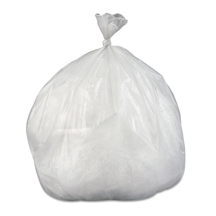 Low-Density Commercial Can Liners, 30 gal, 0.58 mil, 30" x 36", Clear, Interleaved Roll, 25 Bags/Roll, 10 Rolls/Carton