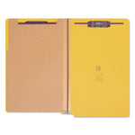 End Tab Pressboard Classification Folders, Six SafeSHIELD Fasteners, 2" Expansion, 2 Dividers, Legal Size, Yellow, 10/Box