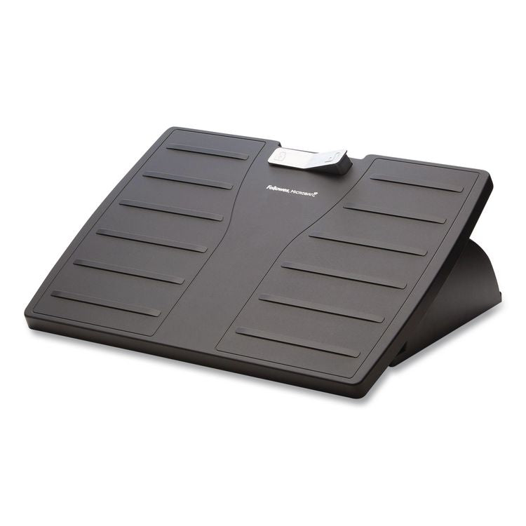 Adjustable Locking Footrest with Microban, 17.5w x 13.13d x 4.13 to 5.63h, Black/Silver