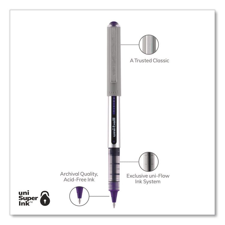 VISION Rollerball Pen, Stick, Fine 0.7 mm, Assorted Ink and Barrel Colors, 5/Pack