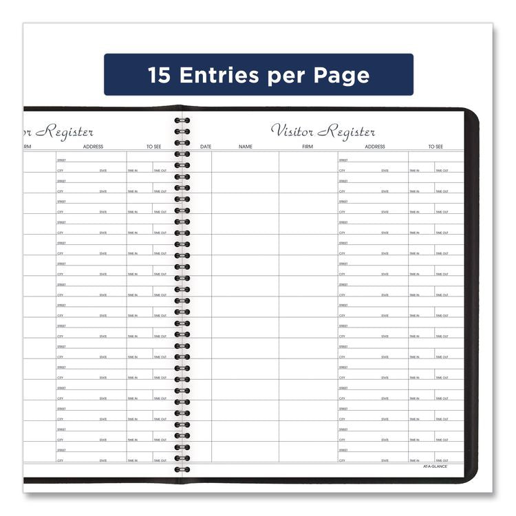 Visitor Register Book, Black Cover, 10.88 X 8.38 Sheets, 60 Sheets/book