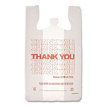 Thank You Bags, Thank You - Have a Nice Day Labeling, Cut-Out Handles, 11.5" x 6.5" x 21", White/Red, 1,000/Carton