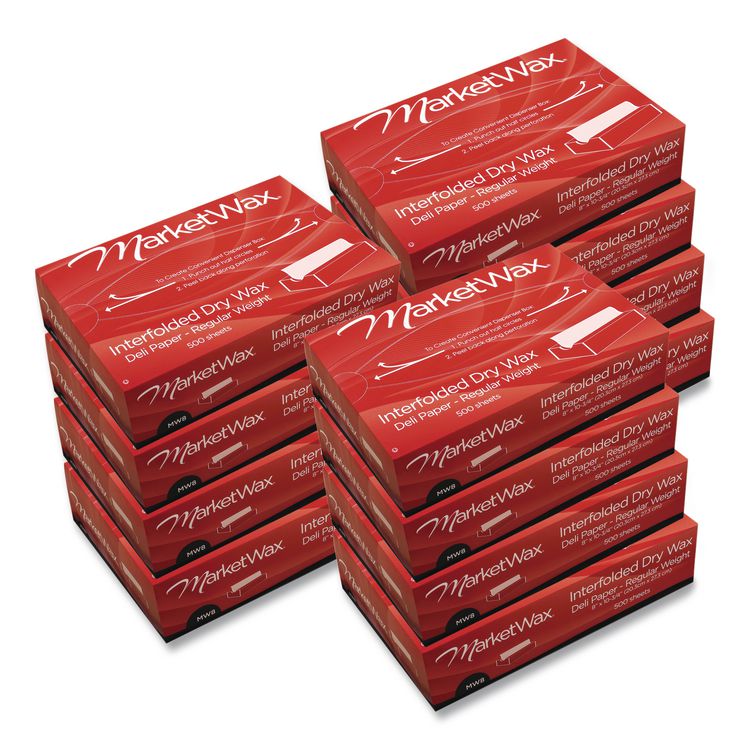Marketwax Interfolded Dry Wax Deli Paper, 8 X 10.75, White, 500/box, 12 Boxes/carton