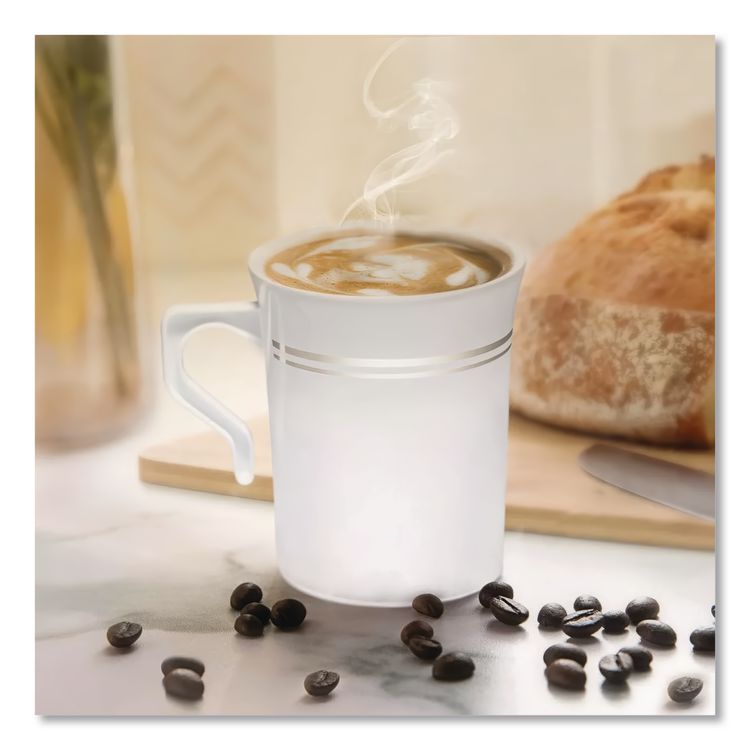 Classicware Plastic Coffee Mugs, 8 oz, White, 8/Pack, 24 Packs/Carton