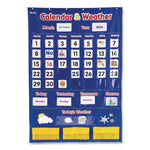 Calendar and Weather Pocket Chart, 46 Pockets, 14.7 x 32.2, Blue, 136 Cards