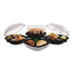 Culinary Lites Microwavable 3-Compartment Container, 20 oz/5 oz/5 oz, 9 x 9 x 3.13, Clear/Black, Plastic, 100/Carton