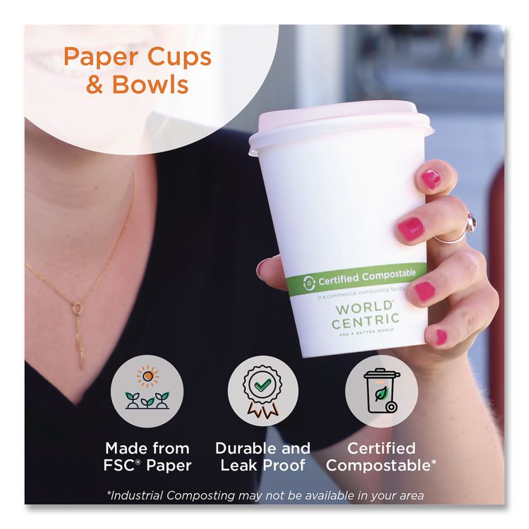 Paper Hot Cups, 8 oz, White, 1,000/Carton